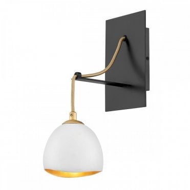wall light in white and black with gold lining