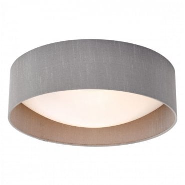 grey drum shaded flush ceiling light with diffuser