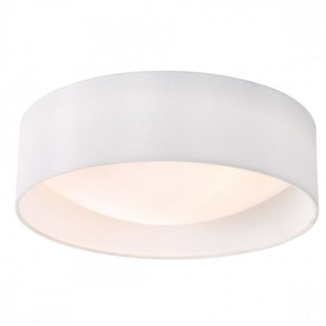 NYSA 2 Light Flush Ceiling Light White Faux Silk 40cm