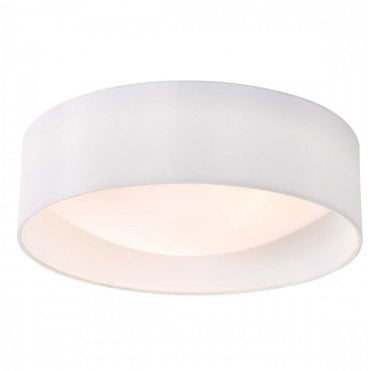white drum shaded flush ceiling light