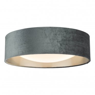 2 light ceiling flush with velvet grey shade and diffuser