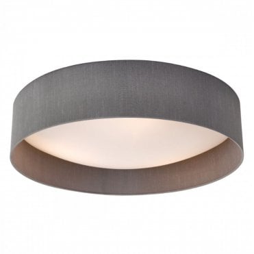 flush light with grey drum shade