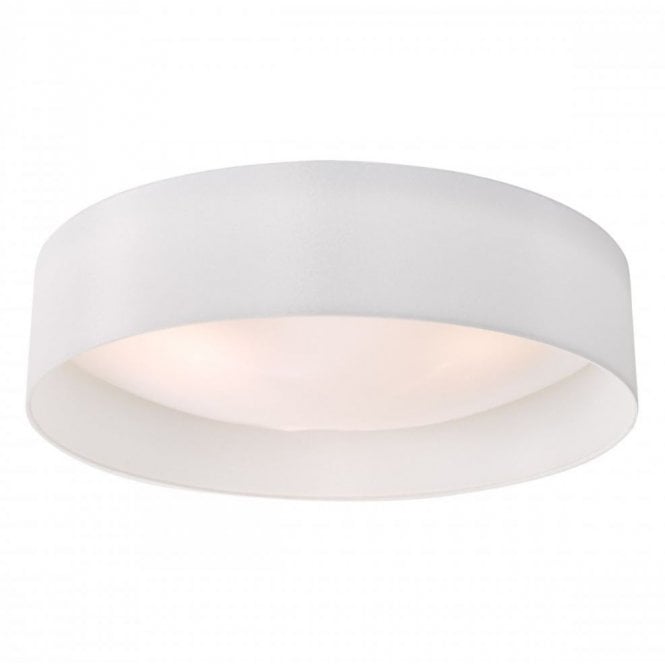 NYSA 3 Light Flush Ceiling Light White Faux Silk 60cm