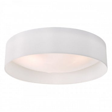 white drum shade ceiling flush light