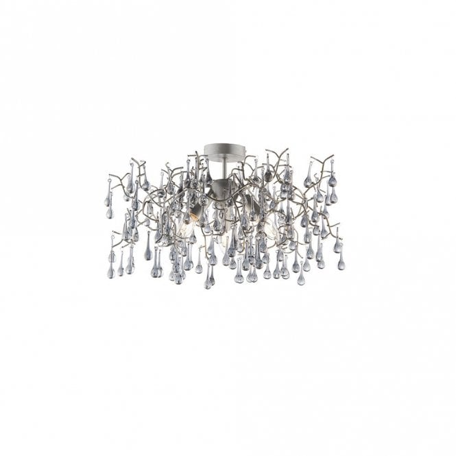 OASIS Aged Silver Branch Semi-Flush With Glass Droplets