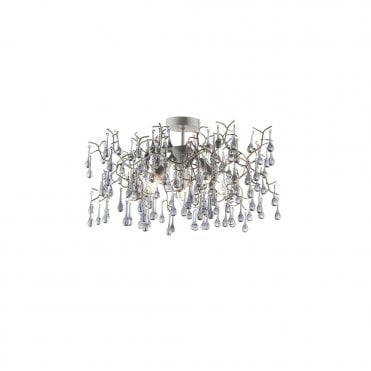 OASIS Aged Silver Branch Semi-Flush With Glass Droplets
