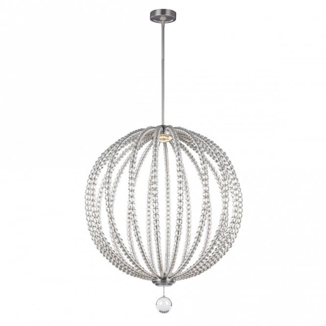 OBERLIN Large LED Orb Pendant Nickel Crystal Detailing