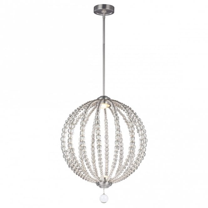 OBERLIN LED Medium Ceiling Pendant Nickel with Crystal Detailing