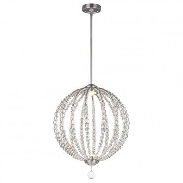OBERLIN LED Medium Ceiling Pendant Nickel with Crystal Detailing