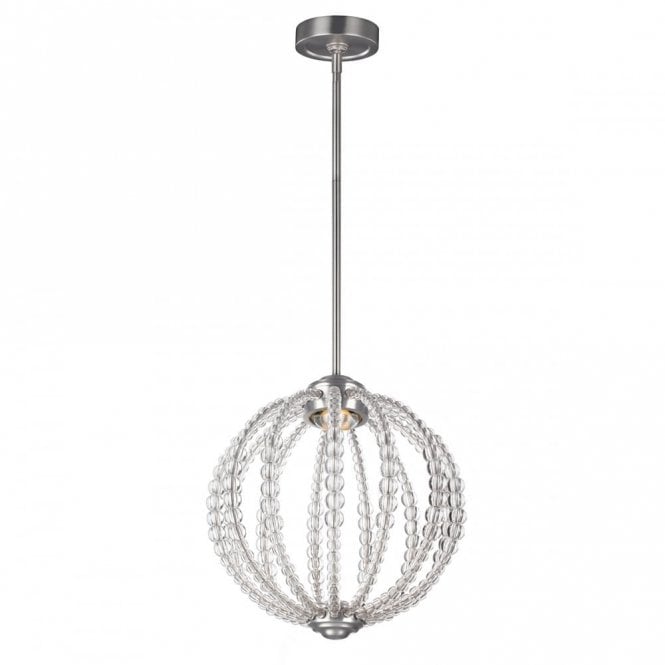 OBERLIN Small LED Ceiling Pendant Orb Nickel Crystal Detailing