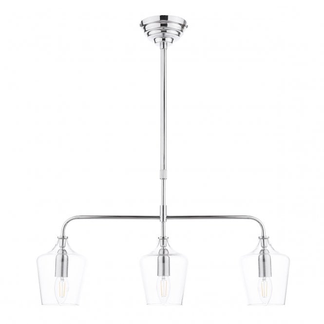 Ockley 3 Light Bar Pendant in Polished Chrome with Glass Shades