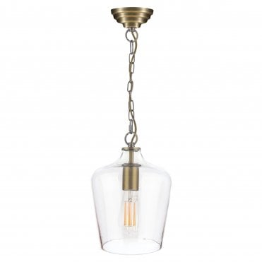 antique brass ceiling pendant with champagne glass shade