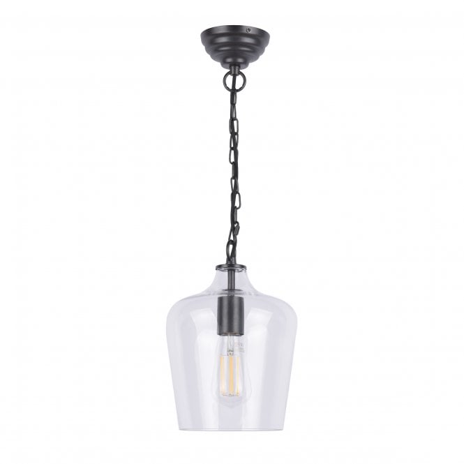 Ockley Pendant in Matt Black & Glass