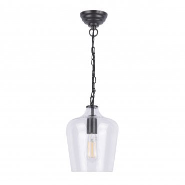 Laura Ashley OCKLEY Bottle Pendant Glass & Matt Black swithced off