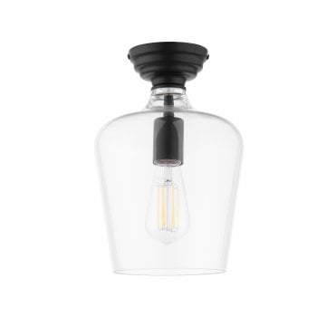 matt black and glass semi-flush ceiling light
