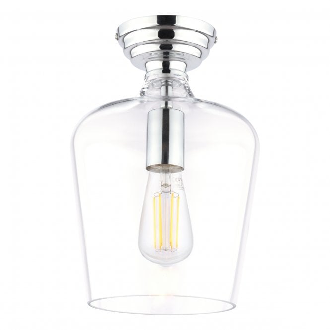 Ockley Semi-Flush Ceiling Light in Polished Chrome & Glass