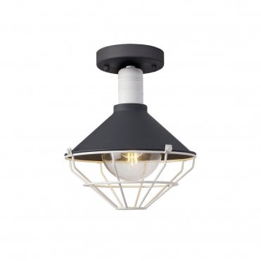 OCTOCAGE Semi-Flush Ceiling, IP65, Anthracite Matt White,