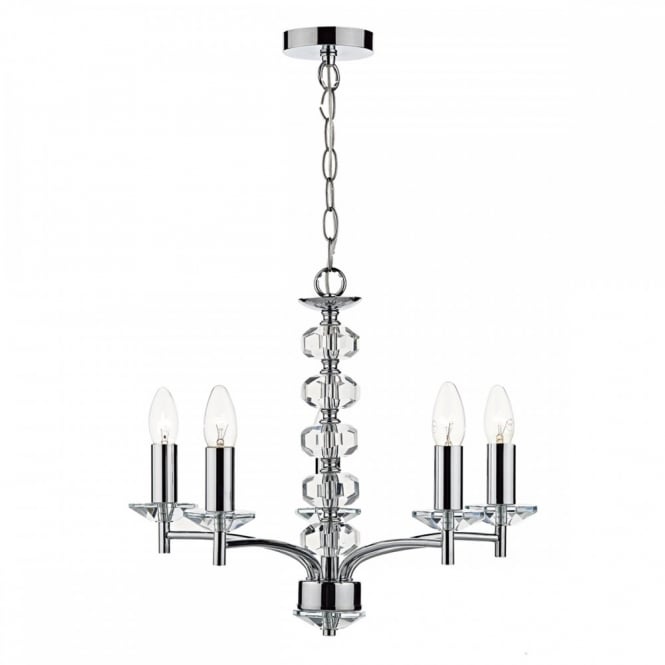 OLEANA - 5 Light Ceiling Pendant Polished Chrome Crystal