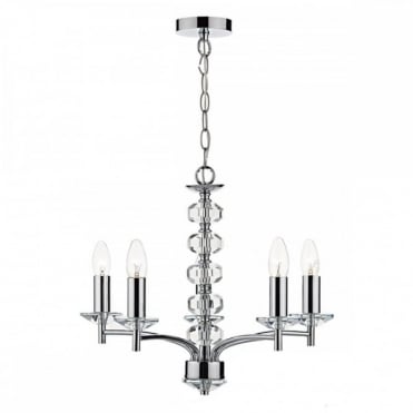 OLEANA - 5 Light Ceiling Pendant Polished Chrome Crystal