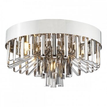 Olin 5 light flush ceiling light in polished chrome with smoked glass shades by The Lighting Book, perfect for low ceilings