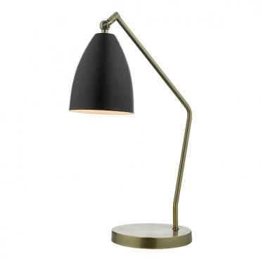 Adjustable Desk Lamp In Antique Brass With Black Shade