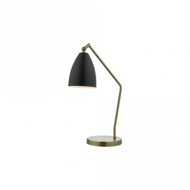OLLY - Adjustable Desk Lamp In Antique Brass With Black Shade