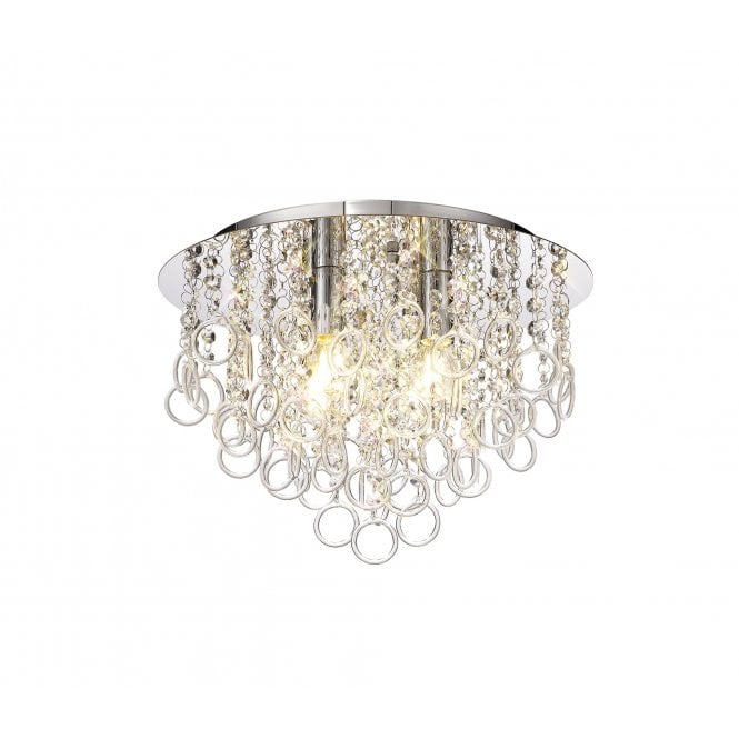 OLYMPE 4 Light E14 Flush Ceiling Light Polished Chrome/Crystal