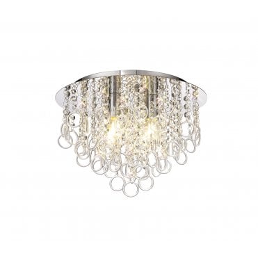 OLYMPE 4 Light E14 Flush Ceiling Light Polished Chrome/Crystal