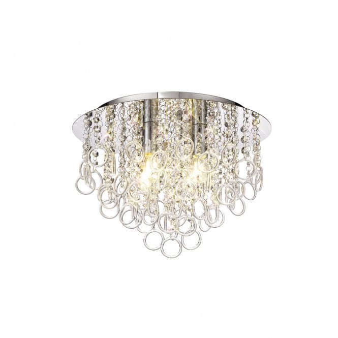 OLYMPE 4 Light E14 Flush Ceiling Light Polished Chrome/Crystal