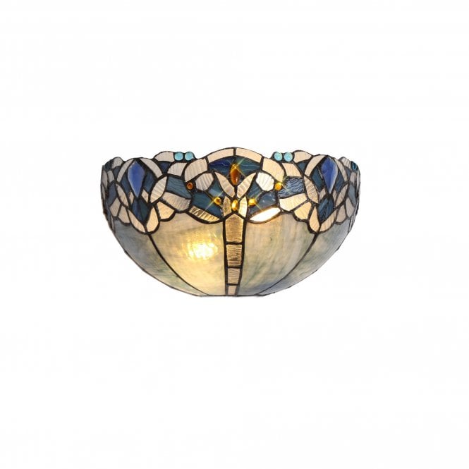 OMARI 2 Light Handcrafted Tiffany Glass Wall Light Blue and Clear
