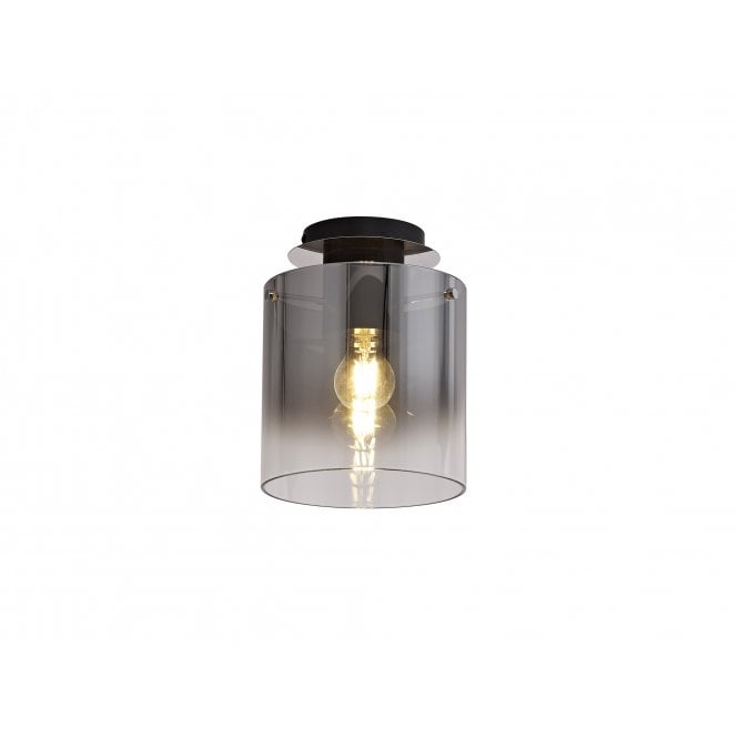 Ombre Black with Smoke Fade Glass Semi-Flush Ceiling Light