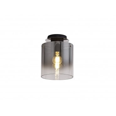 Ombre Black with Smoke Fade Glass Semi-Flush Ceiling Light