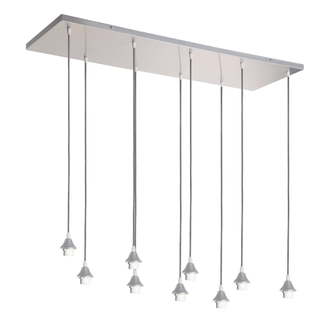 OPT 9 Light Ceiling Pendant Bar Suspension in Silver