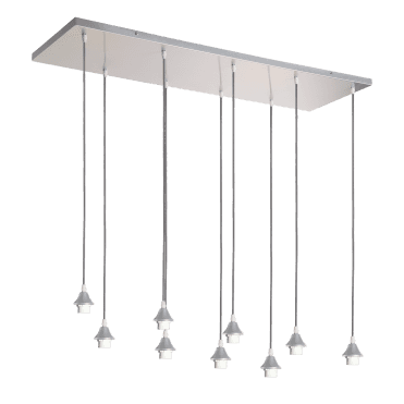 OPT 9 Light Ceiling Pendant Bar Suspension in Silver