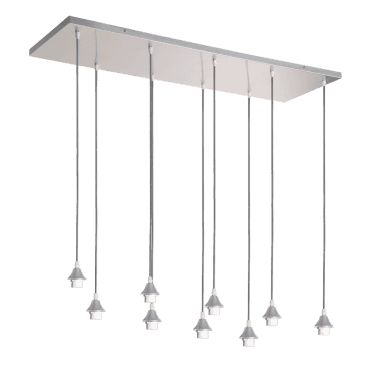 OPT 9 Light Ceiling Pendant Bar Suspension in Silver