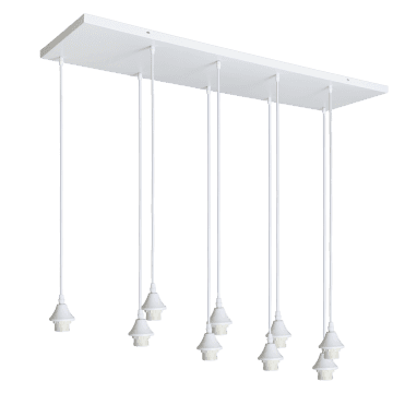 OPT 9 Light Ceiling Pendant Bar Suspension in White