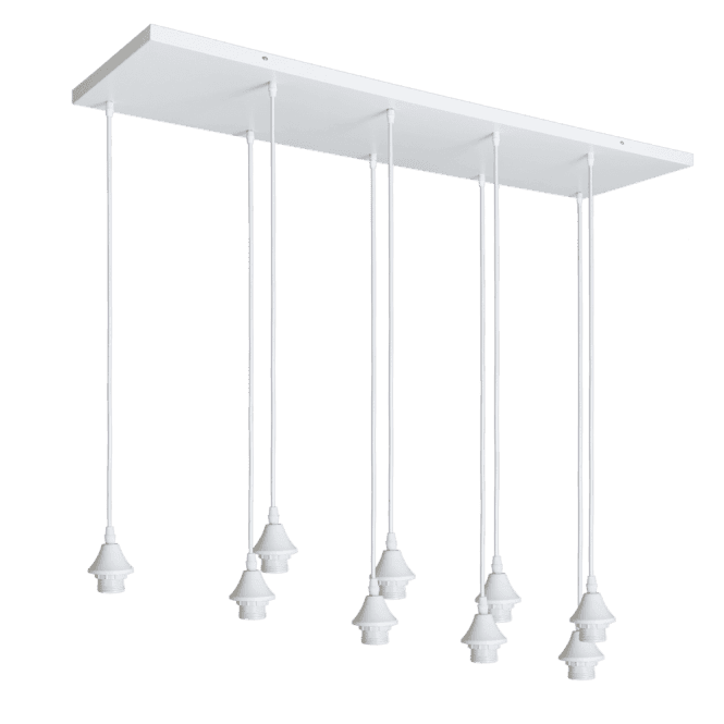 OPT 9 Light Ceiling Pendant Bar Suspension in White