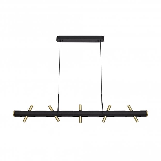 OPTIC Ceiling Pendant Bar Light Sand Black/Gold Detail Adjustable Arms