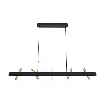 OPTIC Ceiling Pendant Bar Light Sand Black/Gold Detail Adjustable Arms
