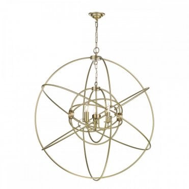 ORB 3 Light Gyroscope Ceiling Large Pendant Butter Brass