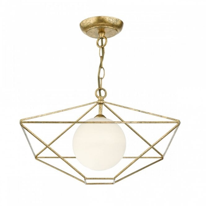 ORSINI - 1 Light Ceiling Pendant Antique Gold Complete With Glass Shade Antique Gold
