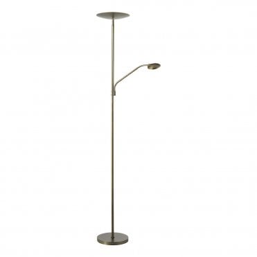 A modern mother and child LED floor lamp in a satin bronze finish