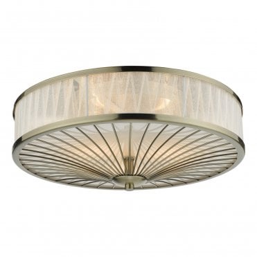 3 Light Flush Fitting Antique Brass