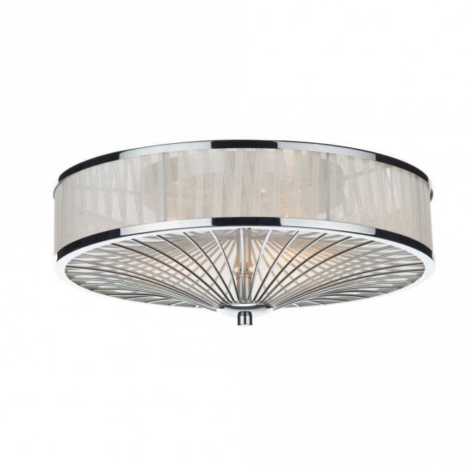 OSLO - Polished Chrome and Ivory Silk Pleated Border