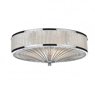 OSLO - Polished Chrome and Ivory Silk Pleated Border