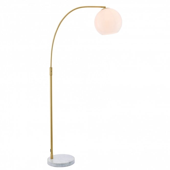 OTTO Floor Lamp Satin Brushed Gold Finish & Gloss Opal Glass