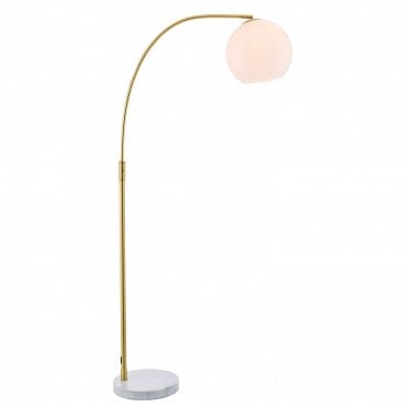 OTTO Floor Lamp Satin Brushed Gold Finish & Gloss Opal Glass