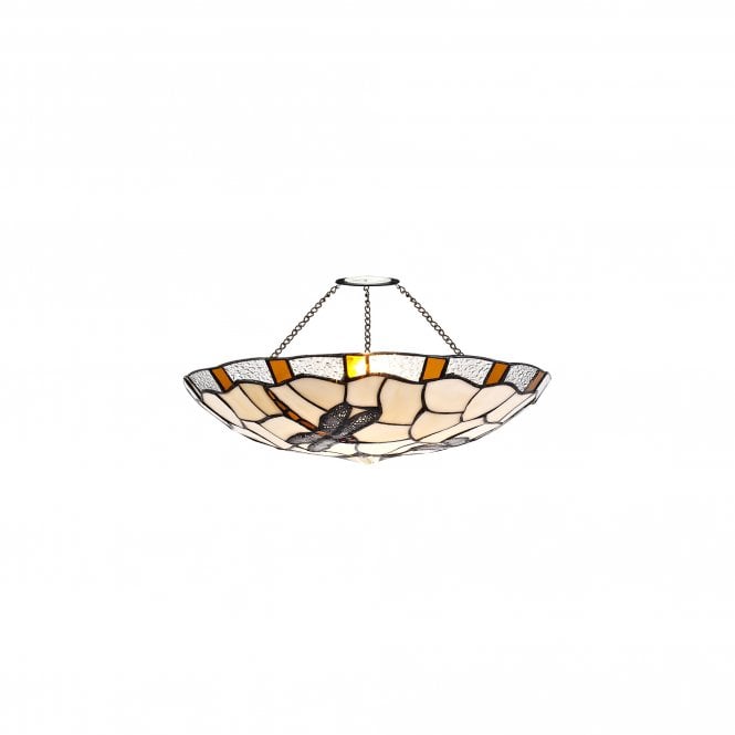 OWEN Dragonfly Tiffany Uplighter Ceiling Shade in Cream with Amber
