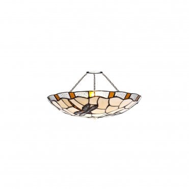 OWEN Dragonfly Tiffany Uplighter Ceiling Shade in Cream with Amber