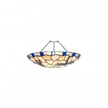 Dragonfly Tiffany Uplighter Ceiling Shade in Cream with Blue